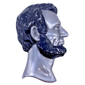 Vintage Pewter? Metal ABRAHAM LINCOLN Wall Hanging Profile Face Plaque 6"